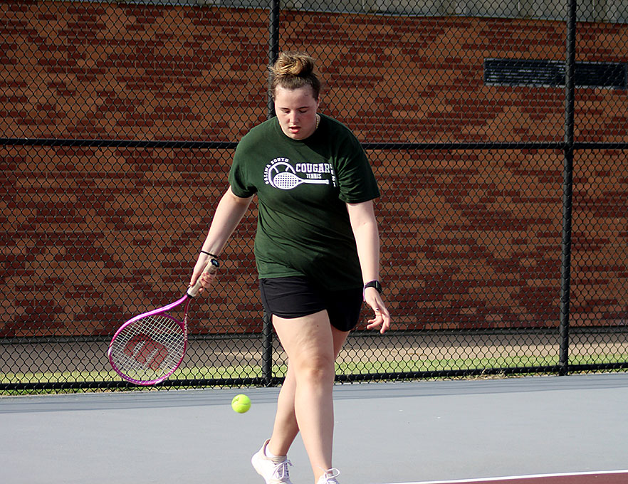 Sophomore Callie Vargas plays a doubles match at Central High Schools JV Tournament on Sept. 1. 