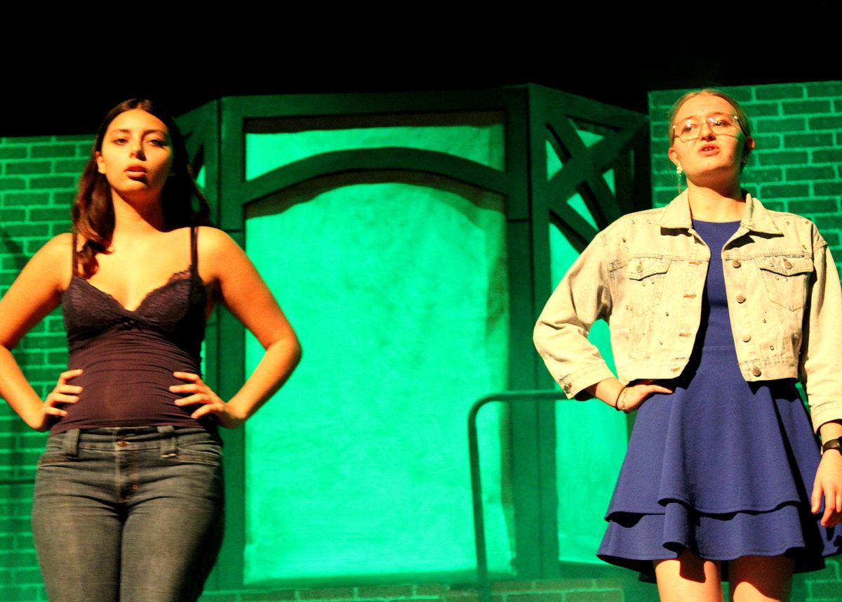 Sarah-Lynn Russell ('28) and Natalie Miller ('27) sing for "Little Shop of Horrors". 