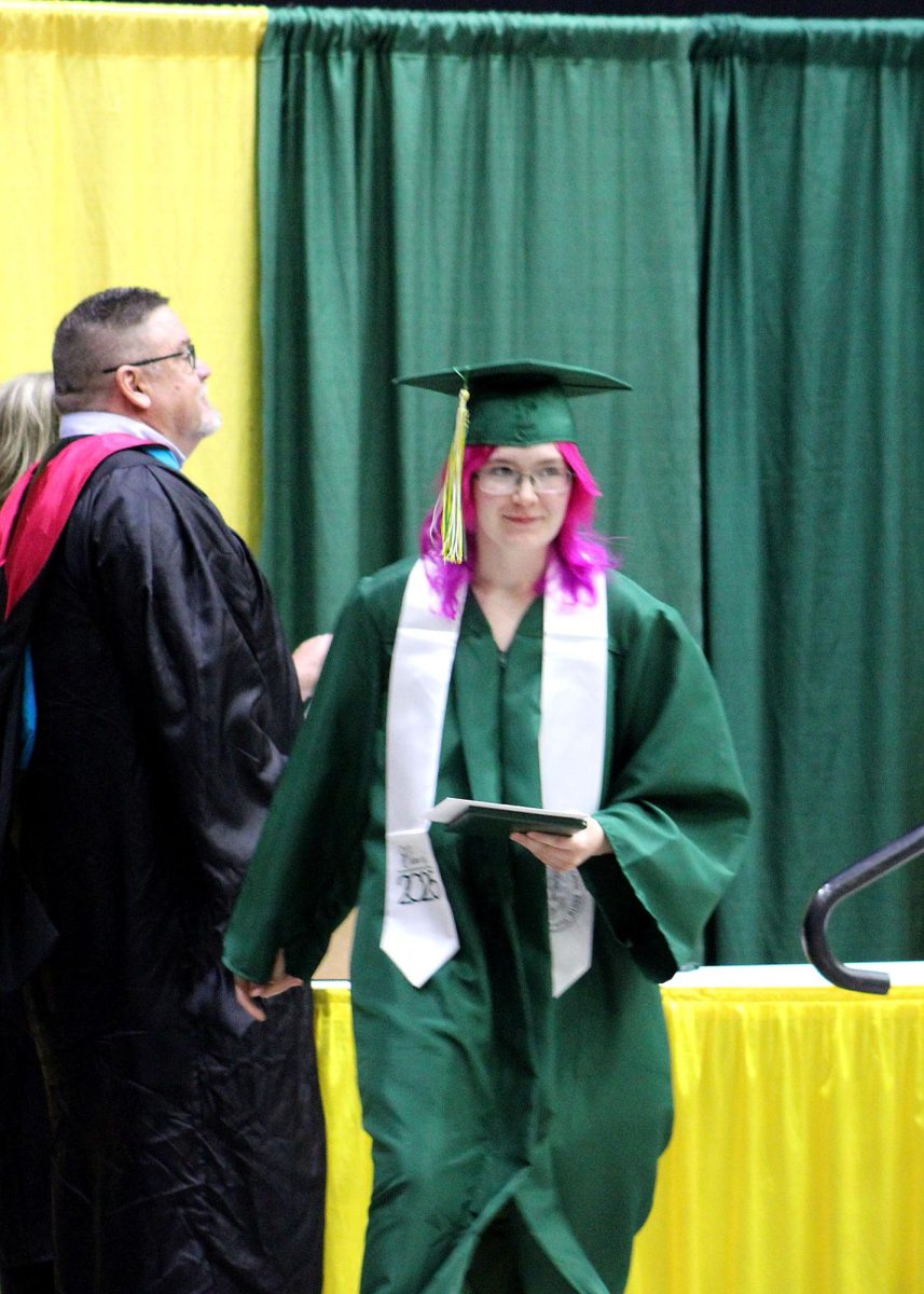 Jocelyn Hamilton ('25) walks off stage. 