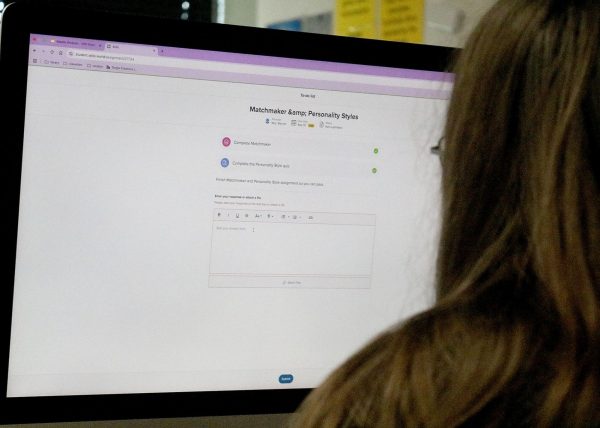 Natalie Simpson ('28) does her lesson on Xello. 